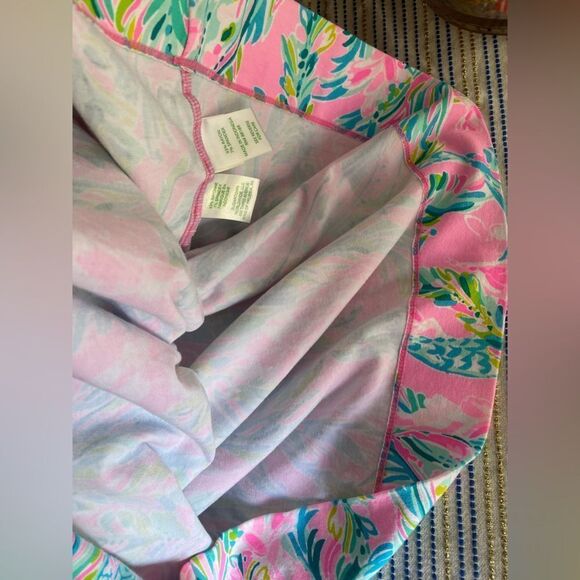 Lilly Pulitzer Multicolor Dress Sz L Gold Button Shoulder & Cuff Accents Stretch - Picture 10 of 10